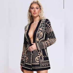 Elegant Black and Gold Embellished Dress